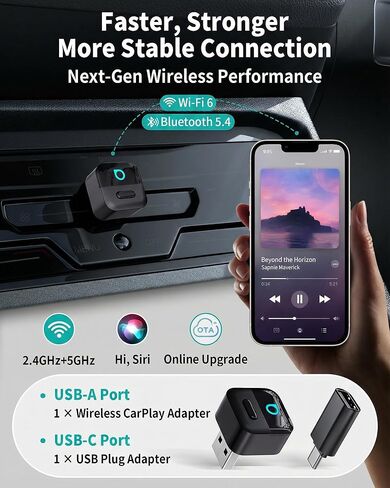 OTTOCAST Mini Pico 2-in-1 Wireless CarPlay & Android Auto Adapter 2026, Plug & Play Dongle for iPhone & Android,Auto Connect,Wi-Fi 6 & Bluetooth 5.4,One-Tap Disconnect & Easy Switch, Small & Fast in Saudi Arabia