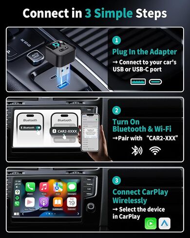 OTTOCAST Mini Pico 2-in-1 Wireless CarPlay & Android Auto Adapter 2026, Plug & Play Dongle for iPhone & Android,Auto Connect,Wi-Fi 6 & Bluetooth 5.4,One-Tap Disconnect & Easy Switch, Small & Fast in Saudi Arabia