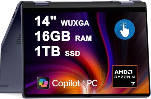 كمبيوتر محمول Dell Inspiron 14 Plus 2 في 1 مقاس 14 بوصة WUXGA Touch AMD 8-core Ryzen AI 7 350 ما يصل إلى 50 سطحًا (>i7-12700H) ذاكرة الوصول العشوائي 16 جيجابايت و1 تيرابايت SSD بإضاءة خلفية لمنشئ الأعمال الاحترافية Win11 Copilot+ AI in Kuwait