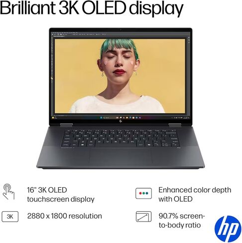 HP OmniBook X Flip Copilot+ PC 2-in-1 Laptop 16" Touchscreen OLED 3K (Intel Ultra 9-288V (UP to 48 Tops), 32GB LPDDR5X, 2TB SSD, Backlit KB, Thunderbolt 4, WiFi 6E, Bluetooth 5.3, Webcam, Win 11 Pro) in Kuwait