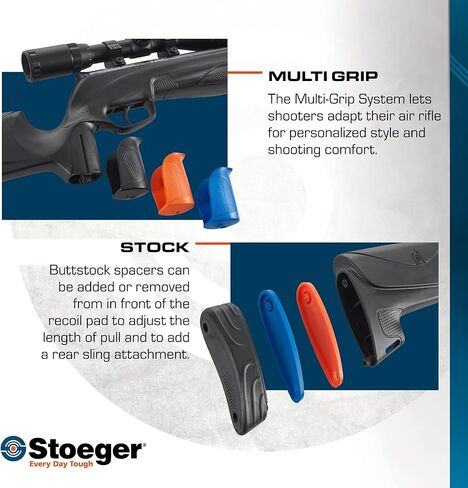 مجموعة Stoeger S8000-E TAC Airgun - عيار .177 - أسود اصطناعي مع نطاق موضوعي قابل للتعديل 3-9x40 in Kuwait