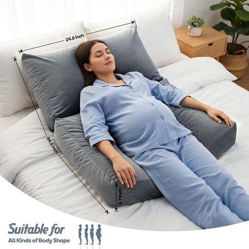 Pregnancy Pillows for Sleeping, Pregnancy Massage Pillow Full Body Pillow | 45.3 Inch pregnancy pillow with Removable Cover & Leg Pillow, Support for Back, Legs, Belly, HIPS for Pregnant Women (Grey) in Kuwait