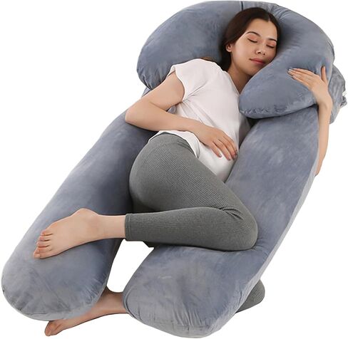 Pregnancy Pillows for Sleeping, 59 Inch U-Shaped Full Body Pillow, Maternity Pillow with Removable Cover, Support for Back Legs Belly HIPS, Body Pillows for Adults, Pregnancy Must Haves, Gray in Saudi Arabia