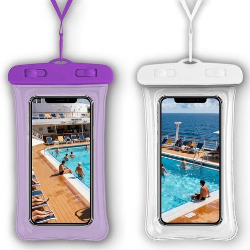 2 Pack Waterproof Phone Pouch, Waterproof Phone Case，Compatible with iPhone 17 16 15 14 13 Pro Max, IPX8 Cellphone Dry Bag Beach Cruise Ship Essentials 8.3"(Blue+Pink) in Saudi Arabia