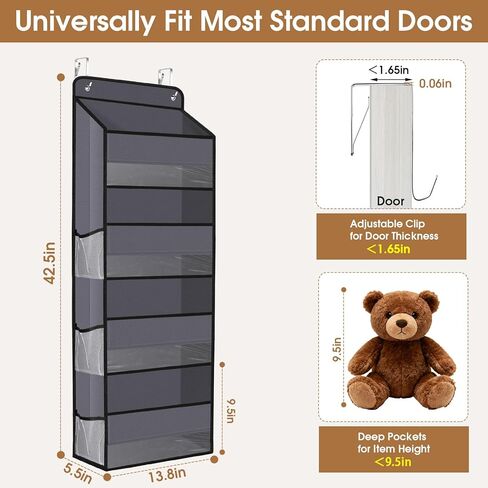 Over The Door Organizer Storage behind Door Hanging Organizer for Nursery | 4 Tier, 6 Side Pockets, Clear Window, Sturdy Construction, Space-Saving Storage for Closet, Bedroom, Bathroom & Nursery in Saudi Arabia