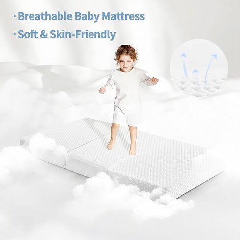 Dual-Sided Pack and Play Mattress 38"x26", Double-Layer Pack N Play Mattresses for Baby Toddler with Waterproof Washable Breathable Cover, Portable Mini Mattress for Playpen in Saudi Arabia