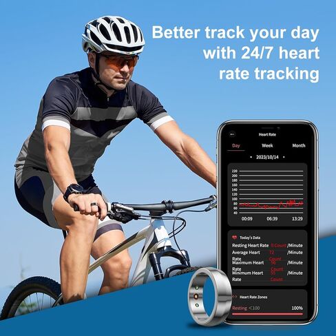All-Titanium Smart Health Ring – Health Management for HR/Sleep/Blood Oxygen/Stress, Activity/Step Tracking, 7-Day Battery Life, No App Fee, iOS & Android Compatible, for Men & Women in Saudi Arabia
