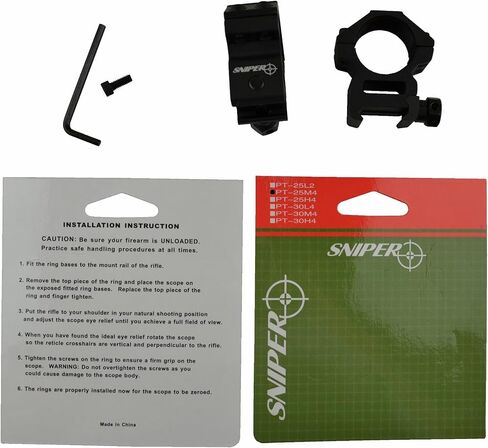 حامل حلقي لنطاق Sniper® مقاس 1 بوصة / 25 مم لقضبان Picatinny، شكل جانبي متوسط، 4 براغي محكمة الغلق لكل حلقة in Saudi Arabia