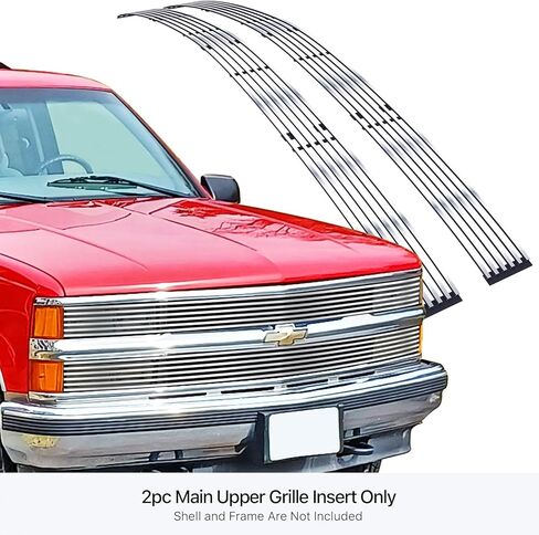 APS متوافق مع Chevy C K Pickup Blazer Suburban Tahoe 1994-1999 Phantom Style الرئيسي العلوي من الفولاذ المقاوم للصدأ SS أسود البليت الأمامي مصبغة إدراج RE-C85211H in Saudi Arabia