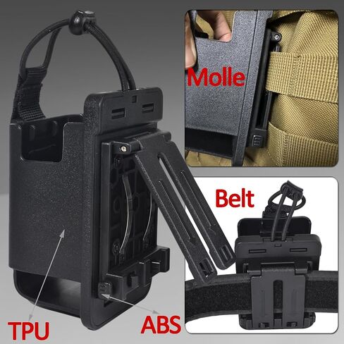 HYS Tactical Handheld Two Way Radio Holster - Portable Radio Case (TPU) with Belt Clip & MOLLE Attachment for Belt, Vest, or Pack, for Walkie-Talkie, Security, EMS, Law Enforcement Duty Gear in Saudi Arabia