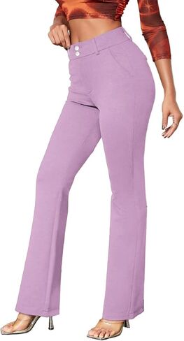 Stretch Wide Leg Dress Pants Women Wrinkle Free Adjustable Waisted Business Work Office Trousers Casual Slacks Pocket in Saudi Arabia