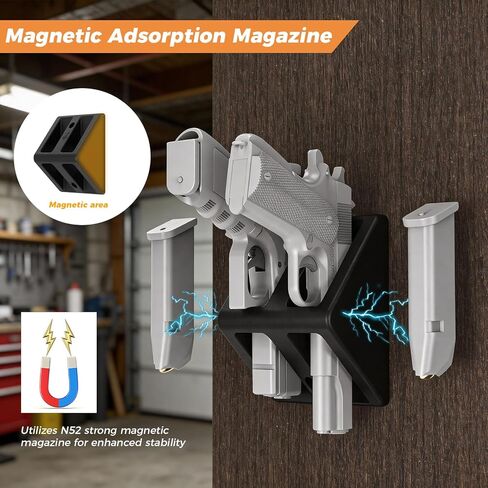 حامل رف تثبيت على الحائط من Witto Pistol مع مجلات امتصاص مغناطيسية قوية N52، مادة PA شديدة التحمل عن طريق قولبة الحقن مقاومة للخدش، تركيب عمودي للجدار، الرف، سعة مسدس مزدوجة in Kuwait