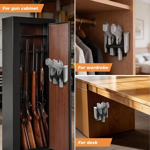 حامل رف تثبيت على الحائط من Witto Pistol مع مجلات امتصاص مغناطيسية قوية N52، مادة PA شديدة التحمل عن طريق قولبة الحقن مقاومة للخدش، تركيب عمودي للجدار، الرف، سعة مسدس مزدوجة in Kuwait