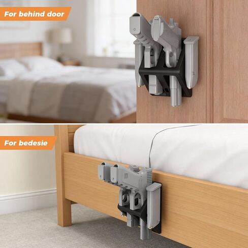 حامل رف تثبيت على الحائط من Witto Pistol مع مجلات امتصاص مغناطيسية قوية N52، مادة PA شديدة التحمل عن طريق قولبة الحقن مقاومة للخدش، تركيب عمودي للجدار، الرف، سعة مسدس مزدوجة in Kuwait