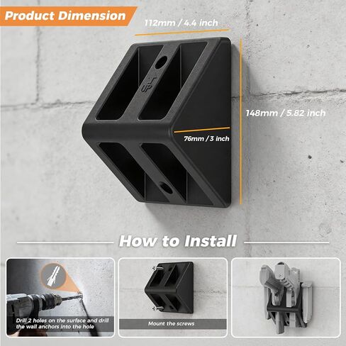 حامل رف تثبيت على الحائط من Witto Pistol مع مجلات امتصاص مغناطيسية قوية N52، مادة PA شديدة التحمل عن طريق قولبة الحقن مقاومة للخدش، تركيب عمودي للجدار، الرف، سعة مسدس مزدوجة in Kuwait