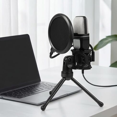 ميكروفون USB مكثف للألعاب مع إضاءة RGB وحامل ثلاثي القوائم - متوافق مع أجهزة الكمبيوتر الشخصية وPS4 وPS5 in Saudi Arabia