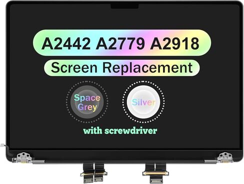Compatible with MacBook Pro A2442 A2779 A2918 A2992 Retina M1 M2 M3 2021 2023 EMC 3650 EMC 8102 EMC 8304 EMC 8407 LCD Screen Replacement Whole Hinge-up Assembly 14.2" 3024 x 1964(Silver) in Saudi Arabia