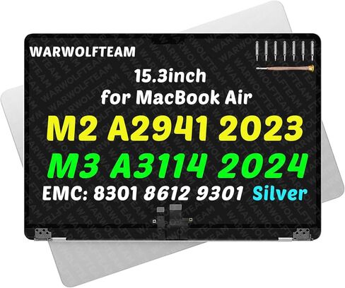 15.3inch Compatible with MacBook Air Retina A2941 2023 M2 EMC 8301 A3114 2024 M3 EMC 8612 EMC 9301 2880 x 1864 LCD Screen Display Replacement Complete Assembly (Midnight) in Saudi Arabia