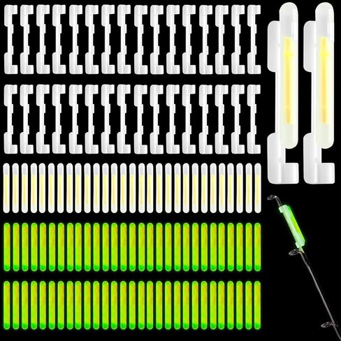 party greeting 200PCS Fishing Glow Sticks Rod Tip Mini Green Glow Sticks Fishing Pole Glow Sticks Bulk Fishing Float Accessories for Night Fishing with 40 PCS Attachments Clip in Saudi Arabia