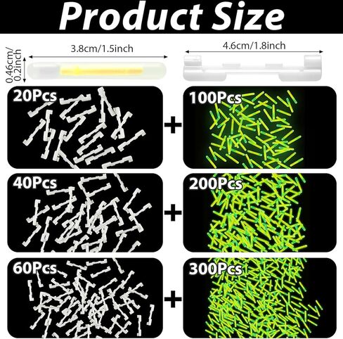 party greeting 200PCS Fishing Glow Sticks Rod Tip Mini Green Glow Sticks Fishing Pole Glow Sticks Bulk Fishing Float Accessories for Night Fishing with 40 PCS Attachments Clip in Saudi Arabia