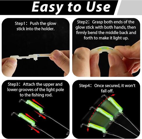 party greeting 200PCS Fishing Glow Sticks Rod Tip Mini Green Glow Sticks Fishing Pole Glow Sticks Bulk Fishing Float Accessories for Night Fishing with 40 PCS Attachments Clip in Saudi Arabia