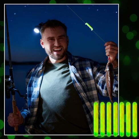 party greeting 200PCS Fishing Glow Sticks Rod Tip Mini Green Glow Sticks Fishing Pole Glow Sticks Bulk Fishing Float Accessories for Night Fishing with 40 PCS Attachments Clip in Saudi Arabia