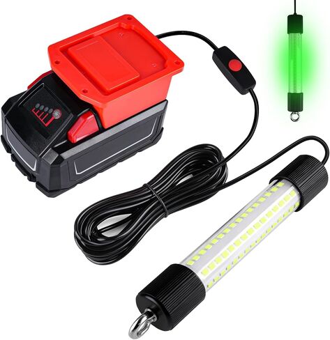 مصباح صيد أخضر تحت الماء من aiGear متوافق مع بطارية Milwaukee M18، كابل ضوء صيد غاطس مصنف IP68 جاذب بطول 16 قدم للصيد الليلي والأرصفة والقوارب (بدون بطارية) in Kuwait