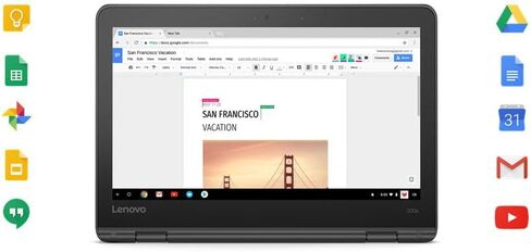 Lenovo Touchscreen Laptop 300e Chromebook Gen2، كمبيوتر Chromebook 11.6 بوصة 2 في 1، معالج Intel N4020، ذاكرة الوصول العشوائي 4 جيجابايت، 32 جيجابايت SSD، لوحة مفاتيح يابانية، نظام تشغيل Chrome (متجدد) in Kuwait