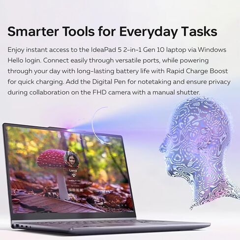 كمبيوتر محمول Lenovo IdeaPad 5 Premium 2 في 1 يعمل بالذكاء الاصطناعي، شاشة لمس 14 بوصة FHD+، Ultra 7 255U، ذاكرة وصول عشوائي 16 جيجابايت، SSD 512 جيجابايت، Wi-Fi 6، Win11 Pro، إضاءة خلفية، تصميم رقيق وهادئ، حزمة مع مبرد كمبيوتر محمول PCO in Kuwait