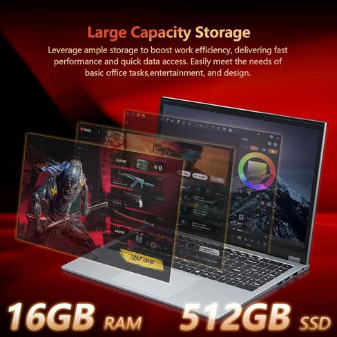 2 in 1 Laptop Computer, 15.6 Inch Convertible Laptop, 16GB DDR4 RAM 512GB SSD Touchscreen Laptop, AMD Ryzen R3 3200U, AMD Radeon, FHD 1920x1080, 360° Rotating Touch Screen, WiFi 5, Backlit Keyboard in Saudi Arabia