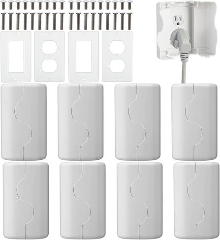 Tellegloww 4 Pack Safety Outlet Cover Box Wall Outlet Cover for Baby Proofing Extra Large Electrical Plugs and Adapters Receptacle Box Receptacle Protector with Childproof Lock & Cable Management in Saudi Arabia