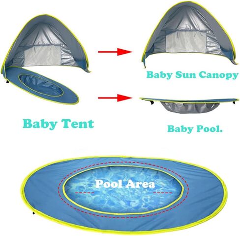 Tonlevo Pop-Up Baby Beach Tent with Pool, UV Protection Sun Shelter, 3-in-1 Canopy Design, Portable with Carrying Bag in Saudi Arabia