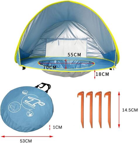 Tonlevo Pop-Up Baby Beach Tent with Pool, UV Protection Sun Shelter, 3-in-1 Canopy Design, Portable with Carrying Bag in Saudi Arabia