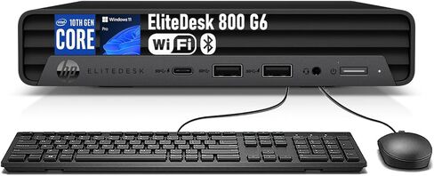كمبيوتر مكتبي صغير HP EliteDesk 800 G6، معالج i5-10500 سداسي النواة، ذاكرة وصول عشوائي DDR4 سعة 16 جيجابايت، محرك أقراص SSD سعة 256 جيجابايت، لوحة مفاتيح وماوس، واي فاي، بلوتوث، نظام التشغيل Windows 11 Pro (متجدد) in Kuwait