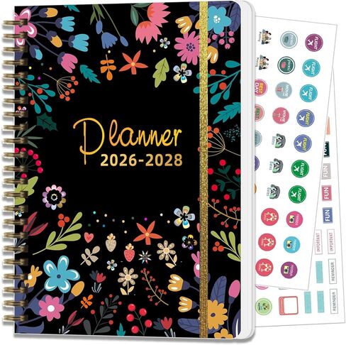 2026-2028 Planner, Three-Year Planner, Daily Plan and Monthly Plan Book, Bound with Iron Circle, A5 (8.26 "x 5.9") (White) in Saudi Arabia