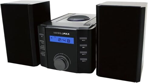 HANNLOMAX HX-1081BT CD Micro Compo with AM/FM Radio, Bluetooth, Aux-in, Wooden Speaker Box. in Saudi Arabia