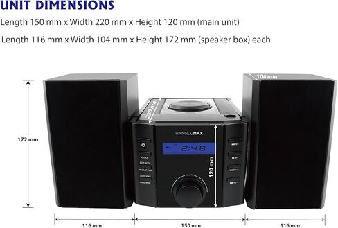 HANNLOMAX HX-1081BT CD Micro Compo with AM/FM Radio, Bluetooth, Aux-in, Wooden Speaker Box. in Saudi Arabia