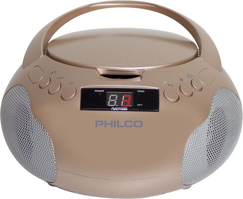 مشغل الأقراص المضغوطة المحمول من Philco مع مكبرات صوت وراديو AM FM | صندوق بوم أسود متوافق مع أقراص CD-R/CD-RW والأقراص الصوتية المضغوطة | مدخل ايه يو اكس 3.5 ملم | صوت ستيريو | شاشة LED | تعمل بالتيار المتردد/البطارية (متجددة) in Saudi Arabia