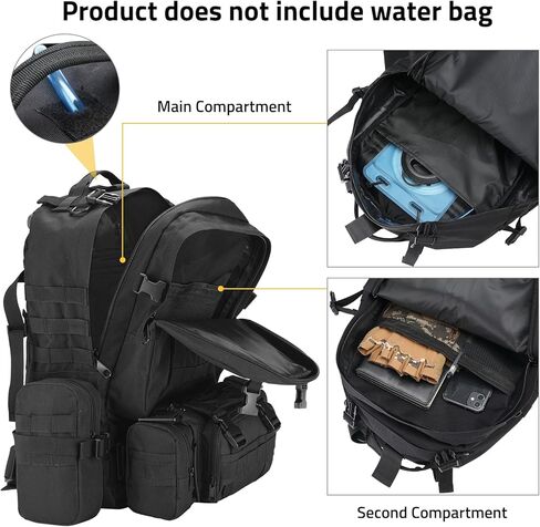 CVLIFE 60L Tactical Backpack for Men Women Military Large Army Rucksack With D-Ring Molle Clips Compass Accessories 3 Day Bug Out Survival Molle Bag Hiking Camping Gym Daypack Backpacks,Black in Saudi Arabia