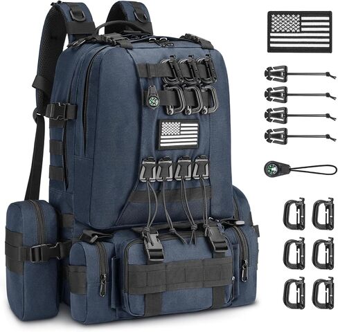 CVLIFE 60L Tactical Backpack for Men Women Military Large Army Rucksack With D-Ring Molle Clips Compass Accessories 3 Day Bug Out Survival Molle Bag Hiking Camping Gym Daypack Backpacks,Black in Saudi Arabia