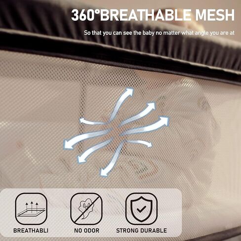 AMKE Baby Bassinet Bedside Sleeper with Adjustable Height & Breathable Mesh, Portable Bassinet with Wheels, Easy Fold Design - Newborn Crib with Drop Down Side for Infants up to 20 Lbs (Dark Grey) in Kuwait