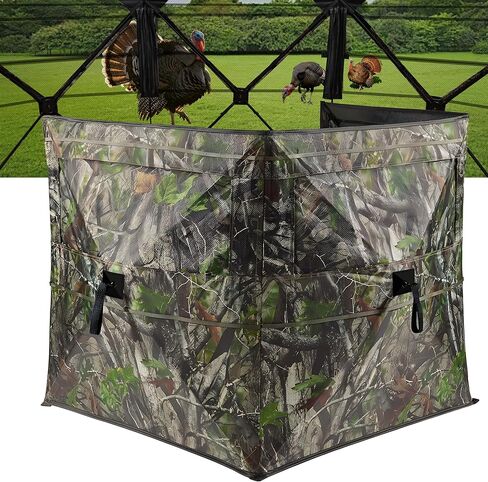 Hunting Blind for Turkey, 3-Panel See-Through Turkey Blind, Full 360° Visibility Pop Up Ground Blind in Kuwait