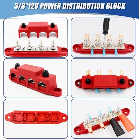 250A 12V BusBar 3/8 "كتلة توزيع الطاقة 4 ترصيع تقاطع كتلة السيارات البحرية بطارية بسبار محطة كتلة مع غطاء 12 فولت سلبي وإيجابي in Kuwait