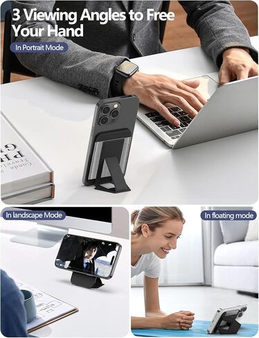 for Magsafe Wallet Stand, Magnetic Phone Wallet for iPhone 16/15/14/13/12 Series, Magnetic Cards Holder, Fits 5 Cards, RFID Blocking, Slim, Pink in Saudi Arabia