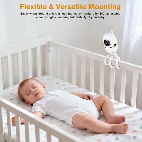 حامل ثلاثي لمراقبة الأطفال لـ HelloBaby HB65/HB40/ HB6550/HB6560/HB66/HB6339/HB6550 Pro، ANMEATE SM935E، حامل شاشة Hello Baby المرن مقاس 7.87 بوصة، حامل كاميرا الطفل، قم بتوصيل الكاميرا الخاصة بك أينما تريد in Kuwait