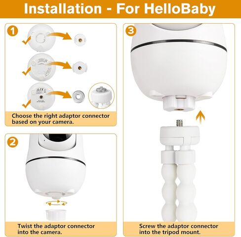 حامل ثلاثي لمراقبة الأطفال لـ HelloBaby HB65/HB40/ HB6550/HB6560/HB66/HB6339/HB6550 Pro، ANMEATE SM935E، حامل شاشة Hello Baby المرن مقاس 7.87 بوصة، حامل كاميرا الطفل، قم بتوصيل الكاميرا الخاصة بك أينما تريد in Kuwait
