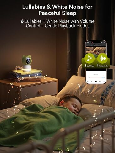 جهاز مراقبة الطفل Outinput مع الكاميرا والصوت، كاميرا أمان داخلية 2K 4MP للمنزل، 360 درجة PTZ، تنبيهات الذكاء الاصطناعي للبكاء والتغذية، رؤية ليلية مع ضوء لطيف، تهويدات مهدئة، صوت ثنائي الاتجاه in Kuwait