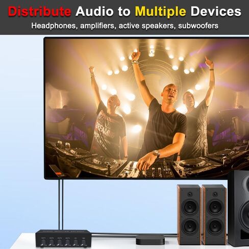 خلاط موزع صوت ستيريو 2 في 4 خارج RCA L/R مع تحكم مستقل في مستوى الصوت للمسرح المنزلي، DJ، الاستوديو in Kuwait
