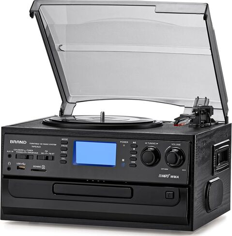 ORCC 10-in-1 Bluetooth Turntable Record Player with Built-in Speaker, Vinyl Turntable CD Cassette and FM/AM Radio Combo, AUX in RCA Out USB MP3 Recording Headphone Jack Compact in Saudi Arabia