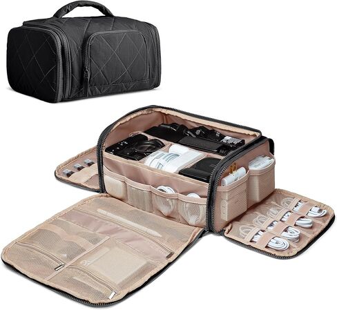 Cable Organizer Bag, Travel Cord & Charger Organizer Pouch for Tech Accessories & Electronics, Home Storage, Black in Kuwait